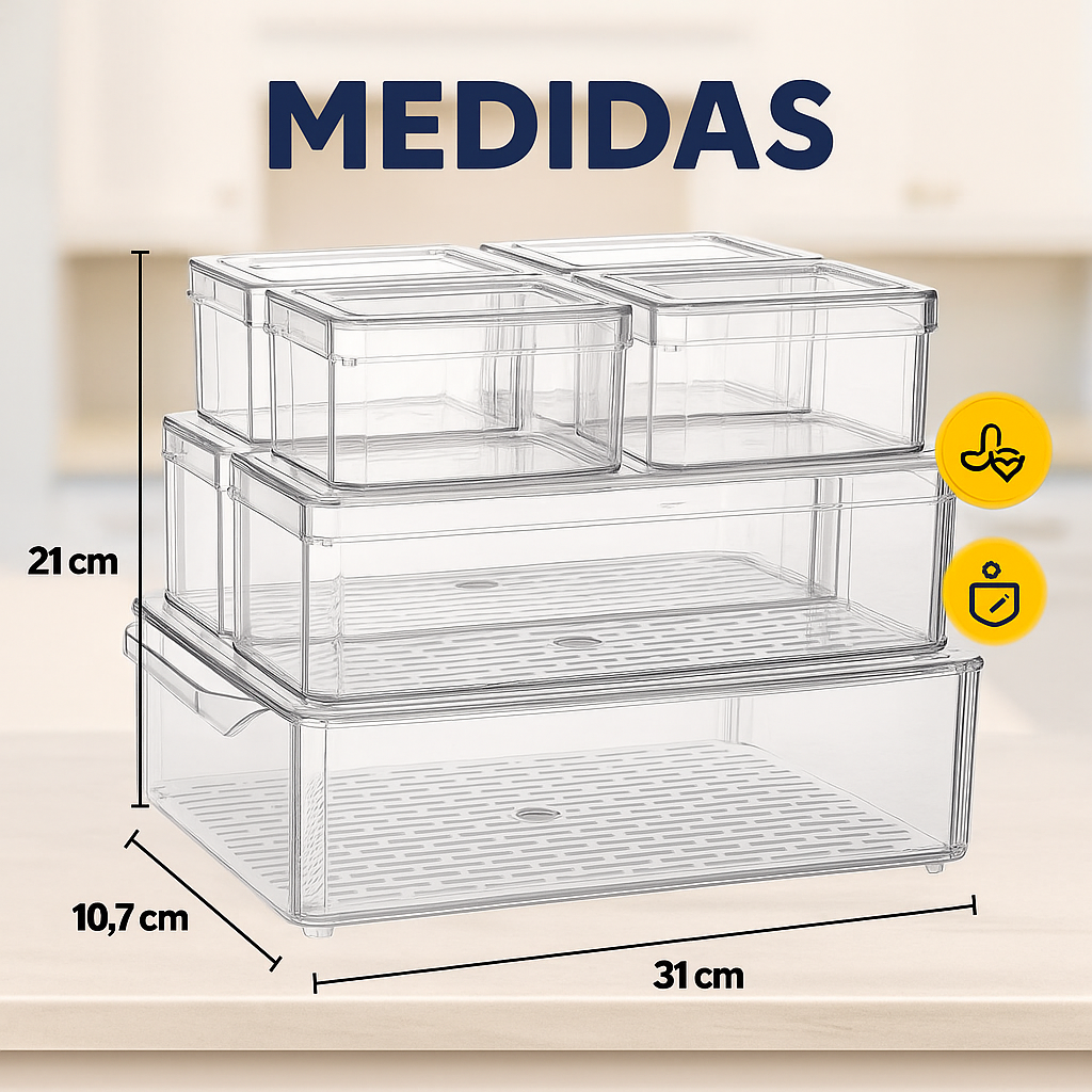 Organizador de Nevera x7 — Mantén tus alimentos frescos, visibles y tu refri impecable 🧊