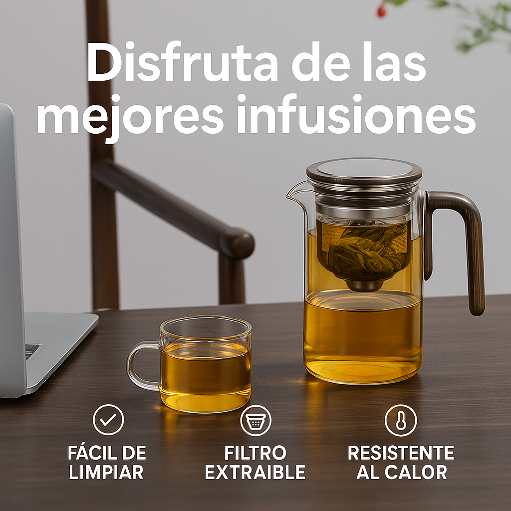 Infusor de Té Premium de Vidrio y Madera – Elegancia y sabor en cada taza 🍃