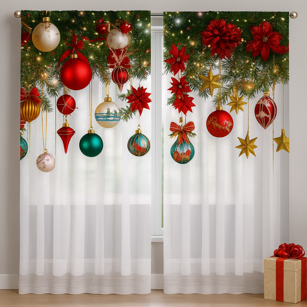 Cortina Navideña Decorativa 🎄6 Motivos únicos