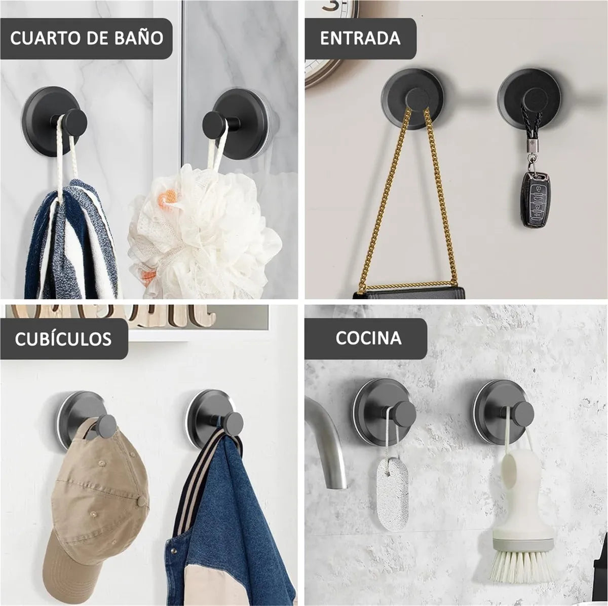 Ganchos de Ventosa Impermeables para Azulejo y Cristal