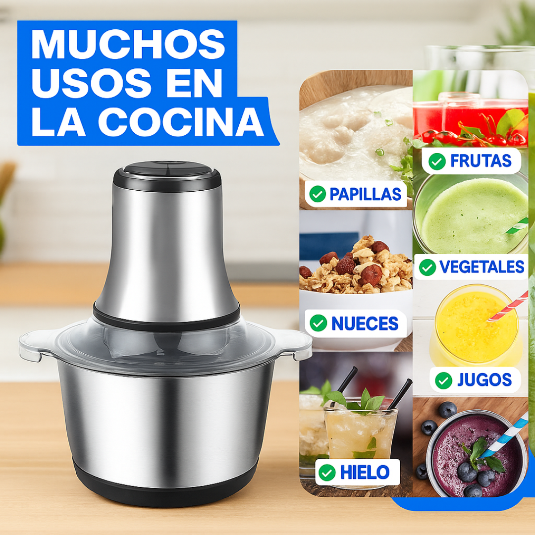 Molino Picador Eléctrico 2 Litros de Acero Inoxidable ⚡