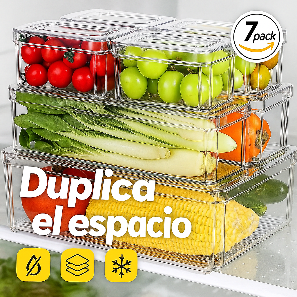 Organizador de Nevera x7 — Mantén tus alimentos frescos, visibles y tu refri impecable 🧊