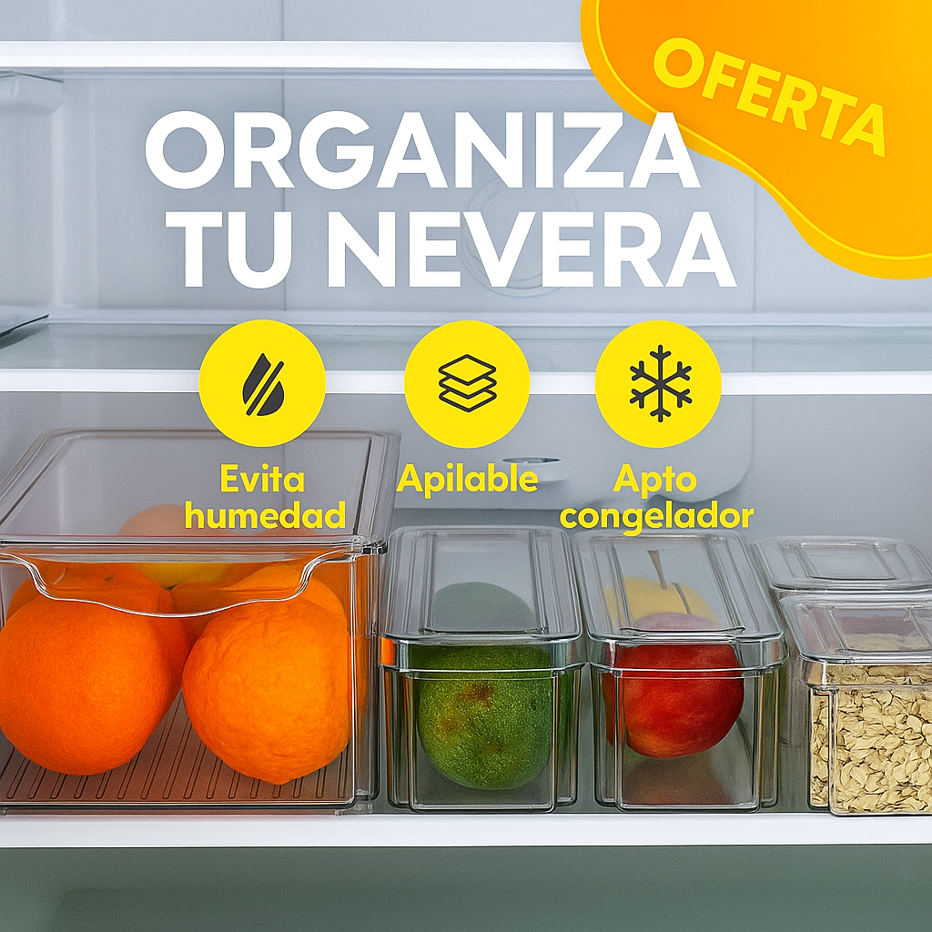 Organizador de Nevera x7 — Mantén tus alimentos frescos, visibles y tu refri impecable 🧊