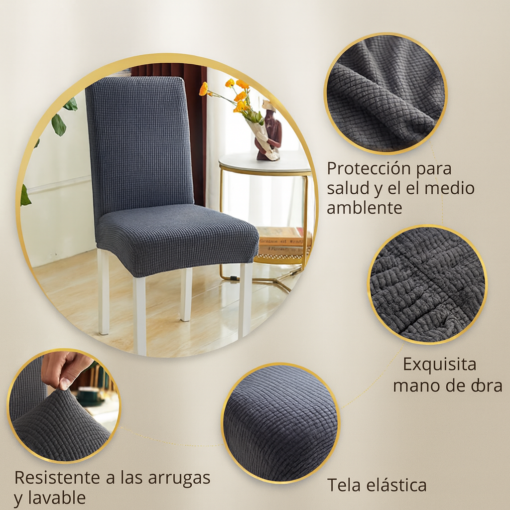 Set x4 Fundas Elásticas Premium para Sillas – Renueva tu comedor al instante ✨