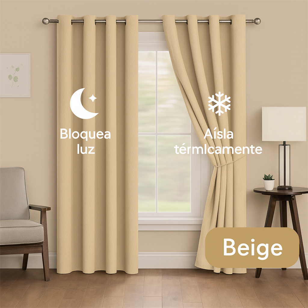 Cortinas Blackout Premium 2 Paneles con Argolla