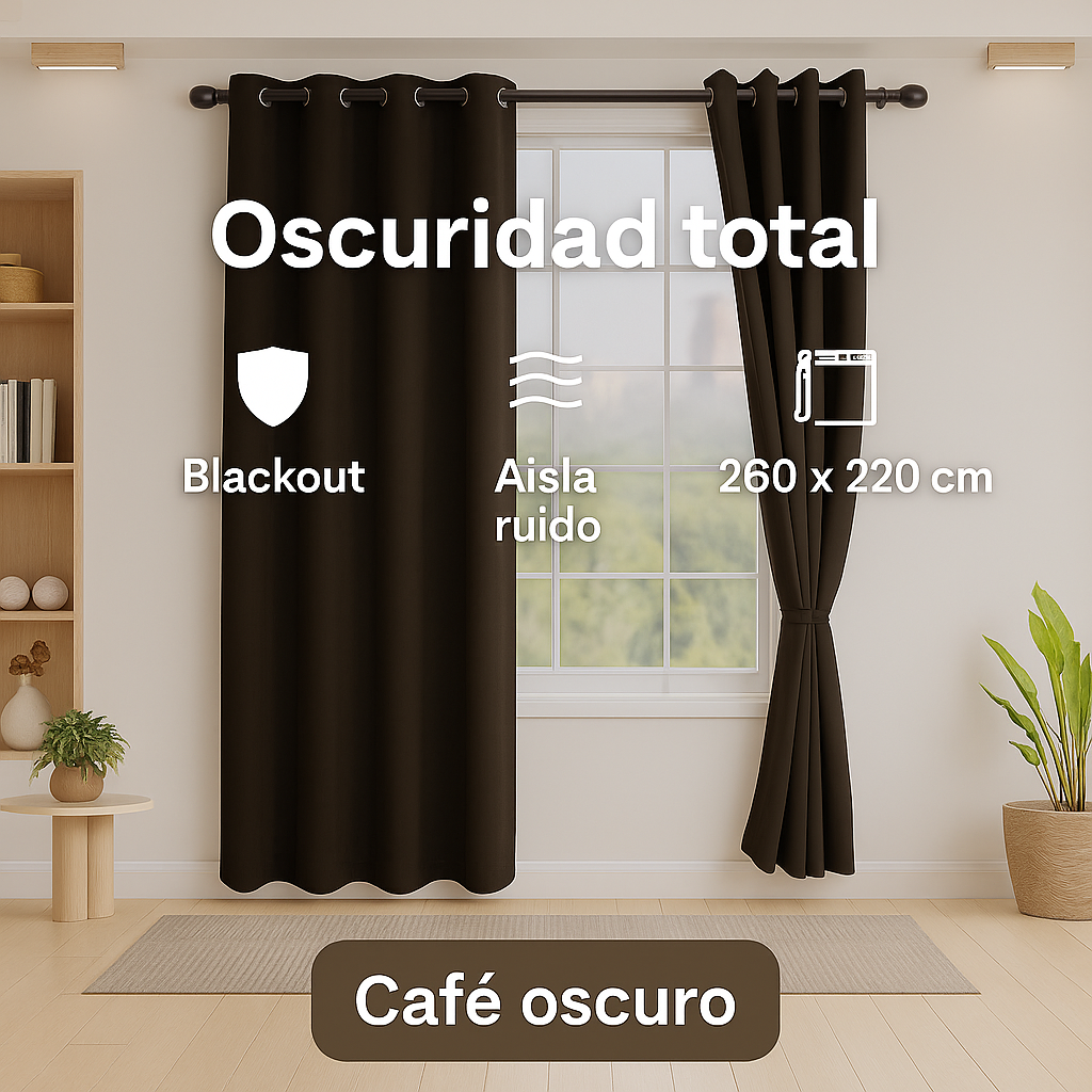Cortinas Blackout Premium 2 Paneles con Argolla