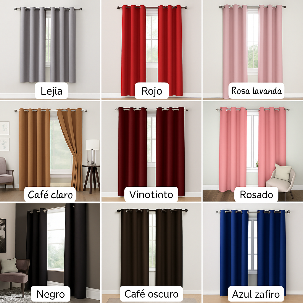 Cortinas Blackout Premium 2 Paneles con Argolla