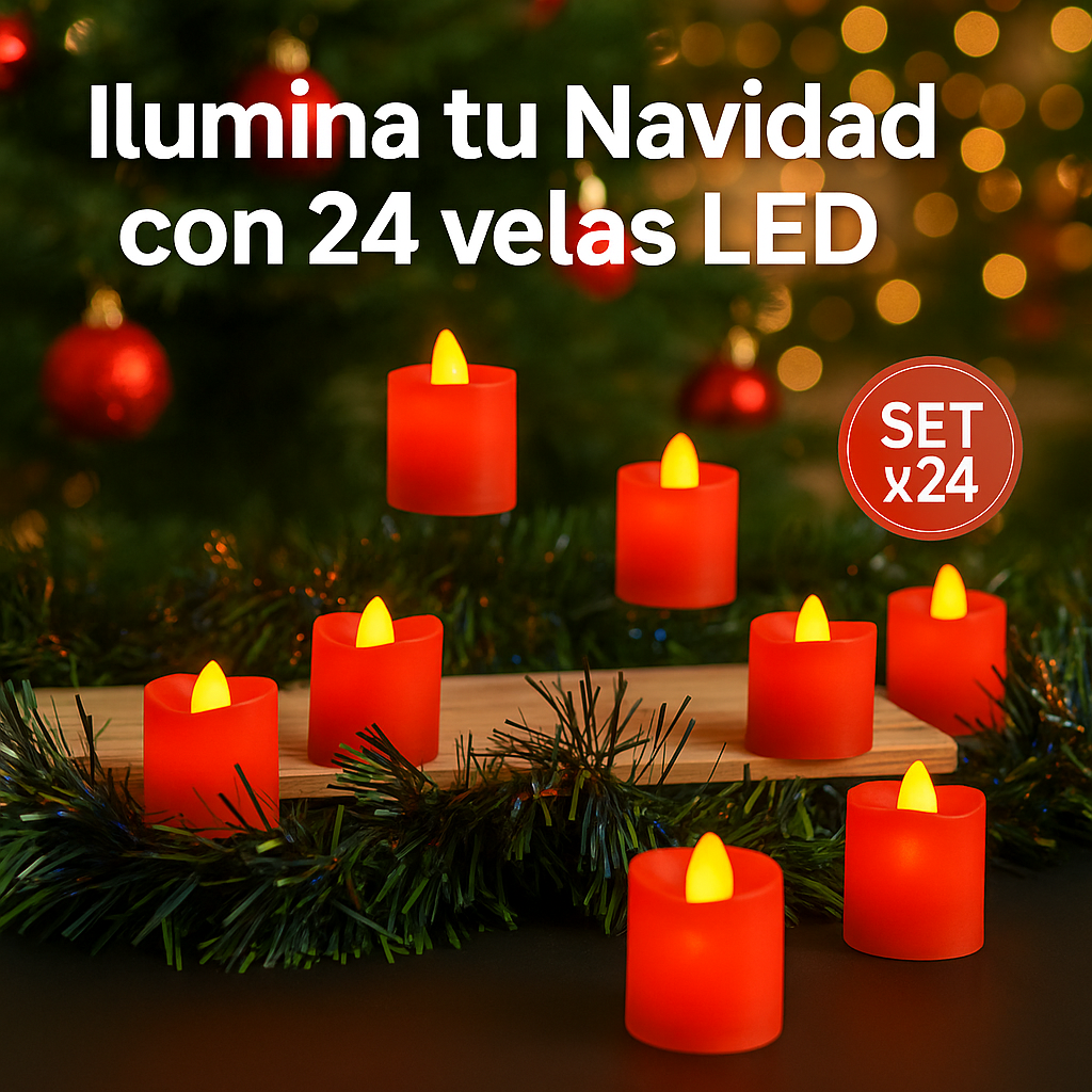 Set 24 Velas LED Homemory ✨ – Tu Navidad más cálida, segura y mágica