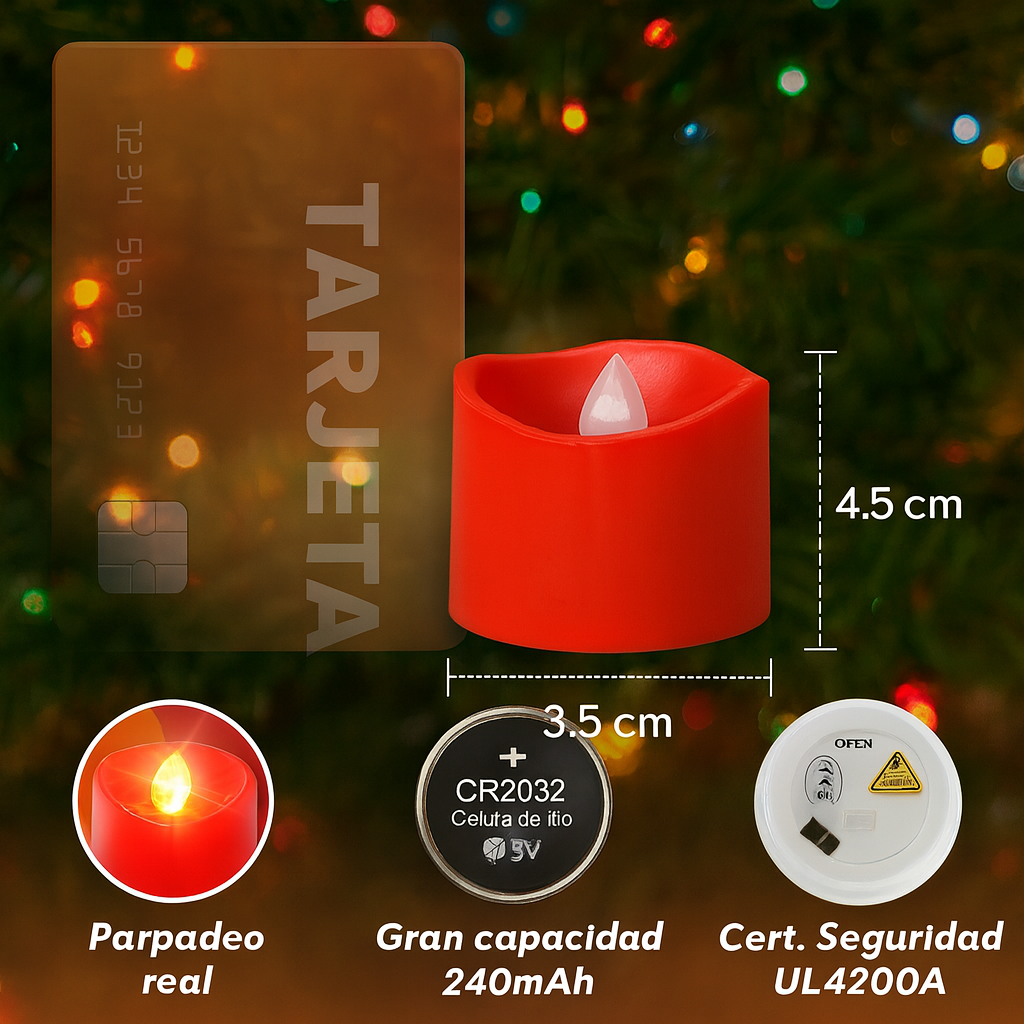 Set 24 Velas LED Homemory ✨ – Tu Navidad más cálida, segura y mágica