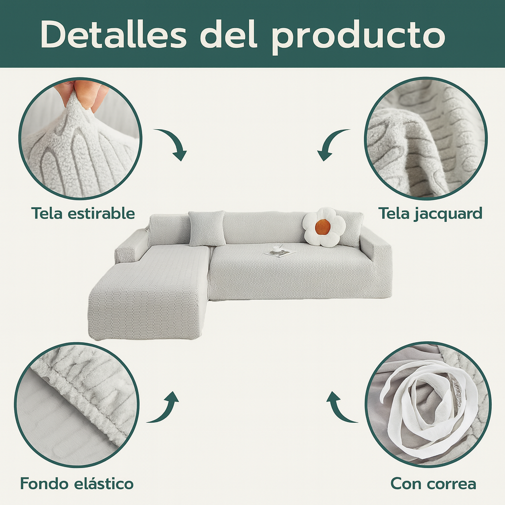 Funda Elástica Sofá en L 2 Puestos – Protección y Elegancia