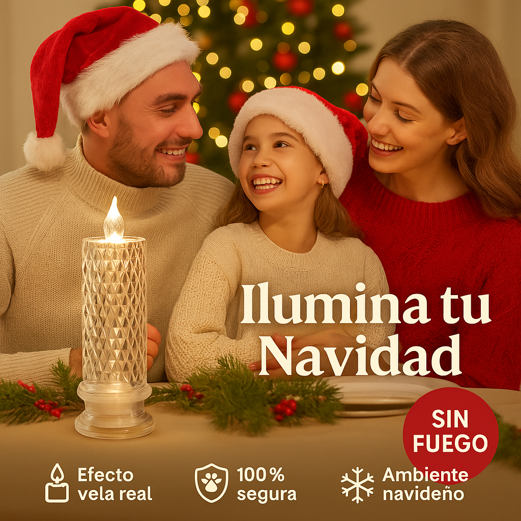🔥40% OFF🔥 Vela LED Navideña Sin Llama — Brillo Mágico y Seguro para tu Hogar ✨