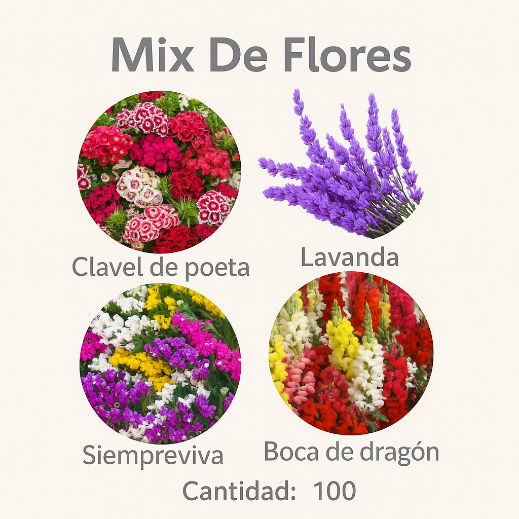 100 Semillas Mix de Flores 4 Estaciones