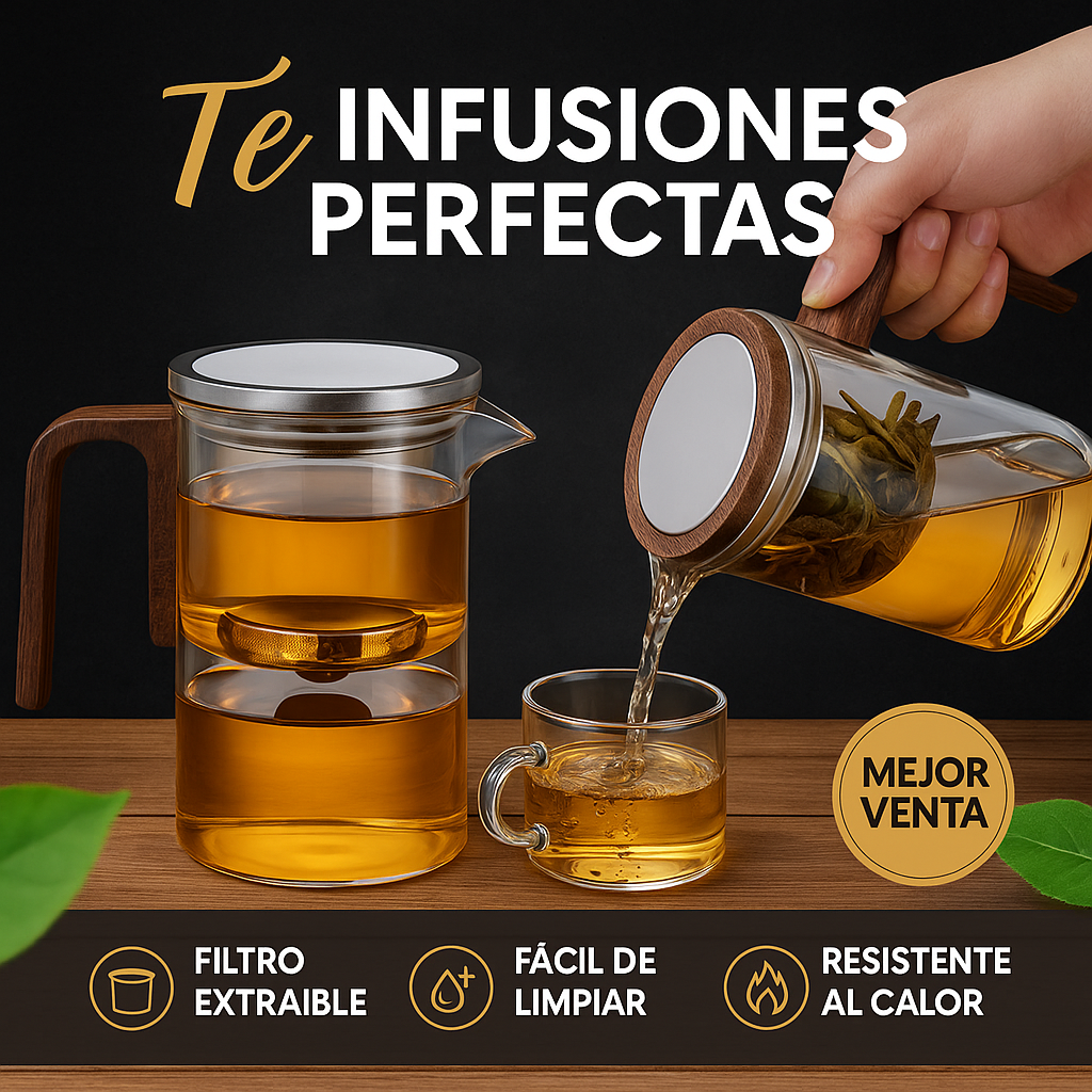 Infusor de Té Premium de Vidrio y Madera – Elegancia y sabor en cada taza 🍃