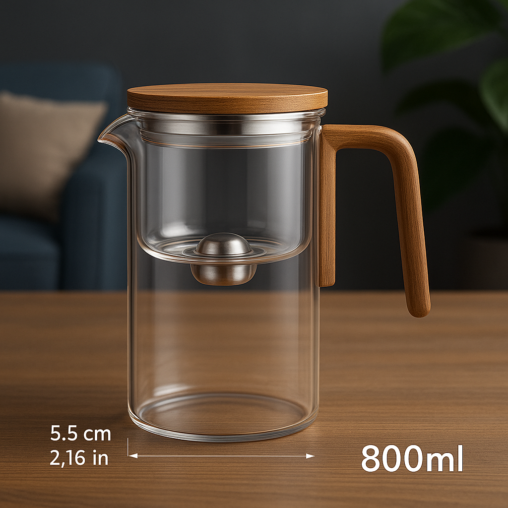 Infusor de Té Premium de Vidrio y Madera – Elegancia y sabor en cada taza 🍃