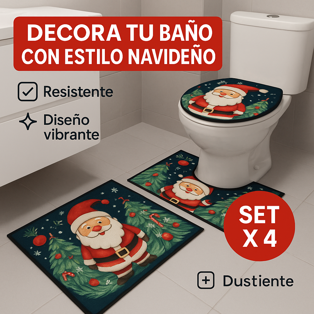 Set X4 Navideño Premium para Baño 🎅✨