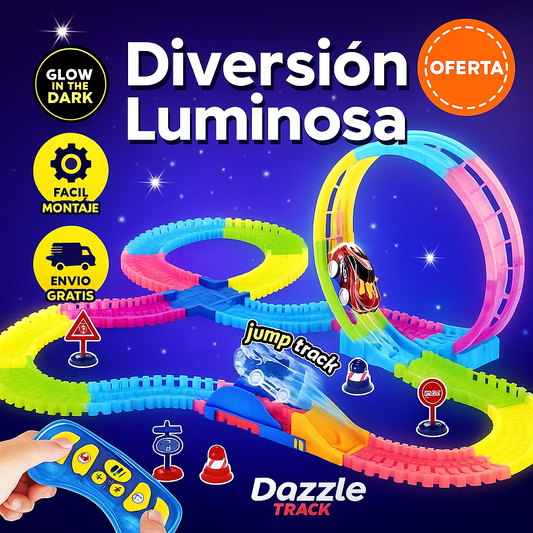 Pista Dazzle Tracks 360° Recargable – 163 Piezas de Diversión Luminosa