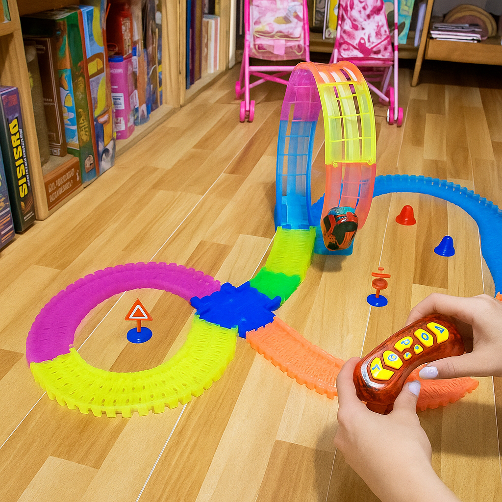 Pista Dazzle Tracks 360° Recargable – 163 Piezas de Diversión Luminosa