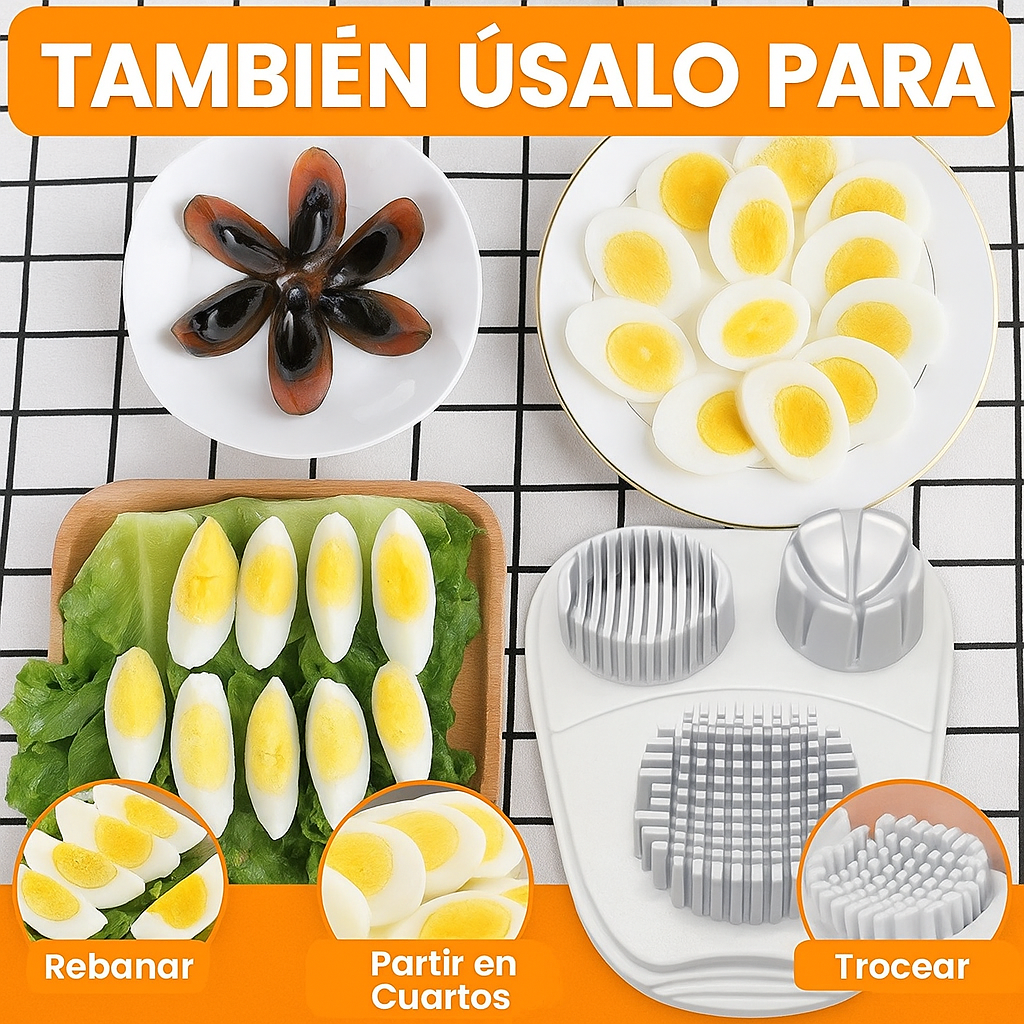 Cortador de Huevos 3 en 1 – Corta, rebana y decora tus comidas en segundos