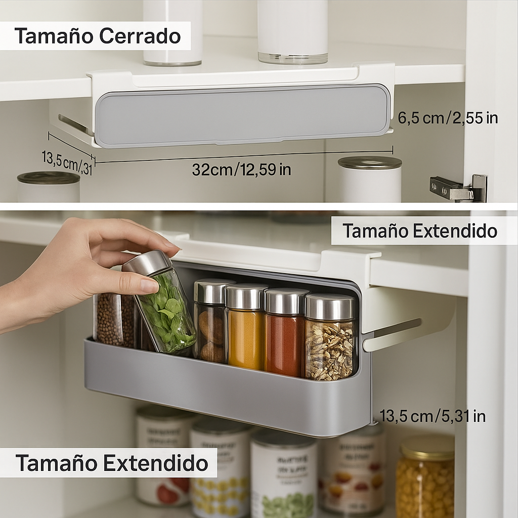 Organizador de Especias Retráctil ™ + 6 Recipientes para condimentos GRATIS