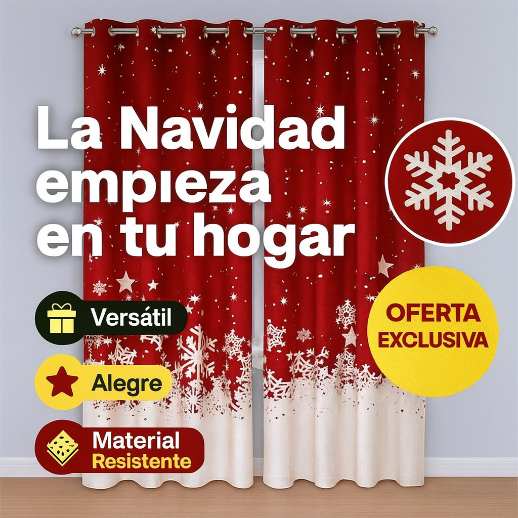 Cortina Navideña Decorativa 🎄6 Motivos únicos