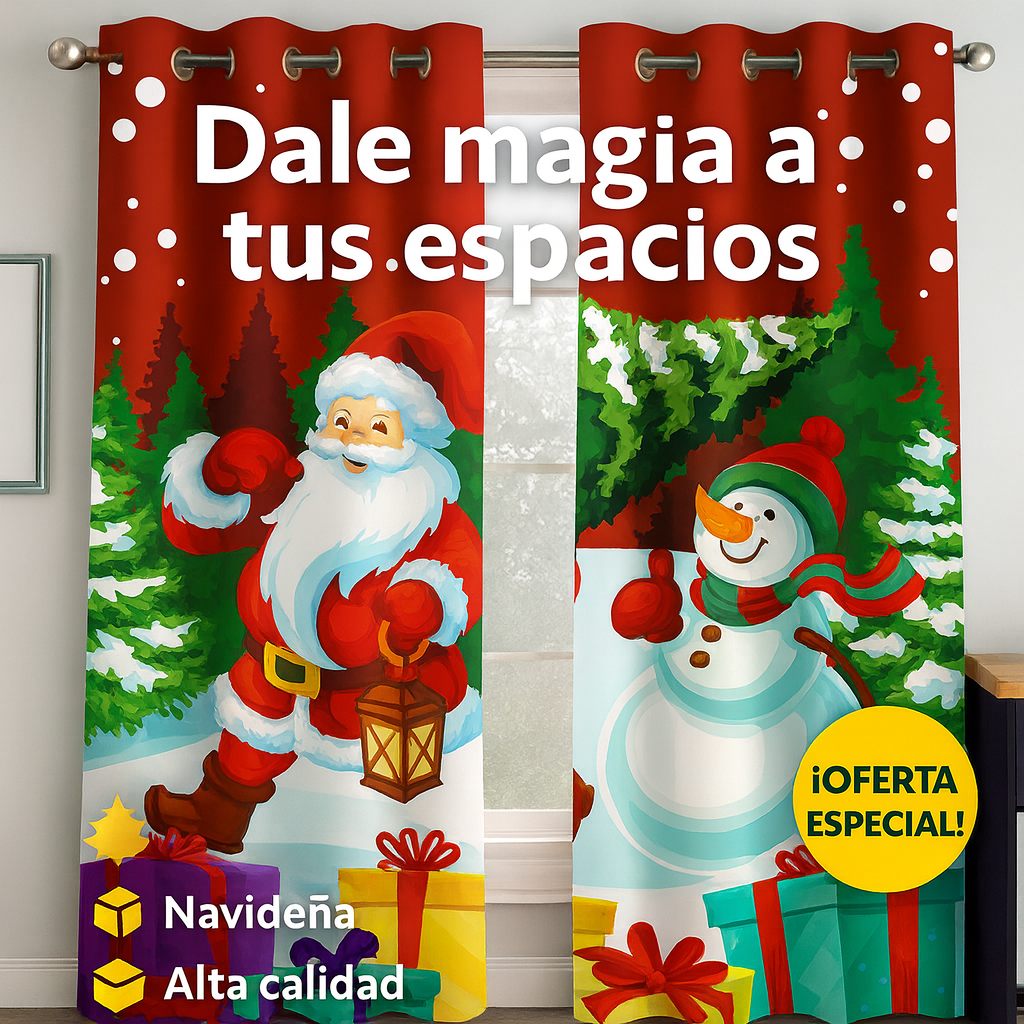 Cortina Navideña Decorativa 🎄6 Motivos únicos