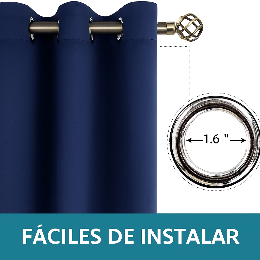 Cortinas Blackout Premium 2 Paneles con Argolla