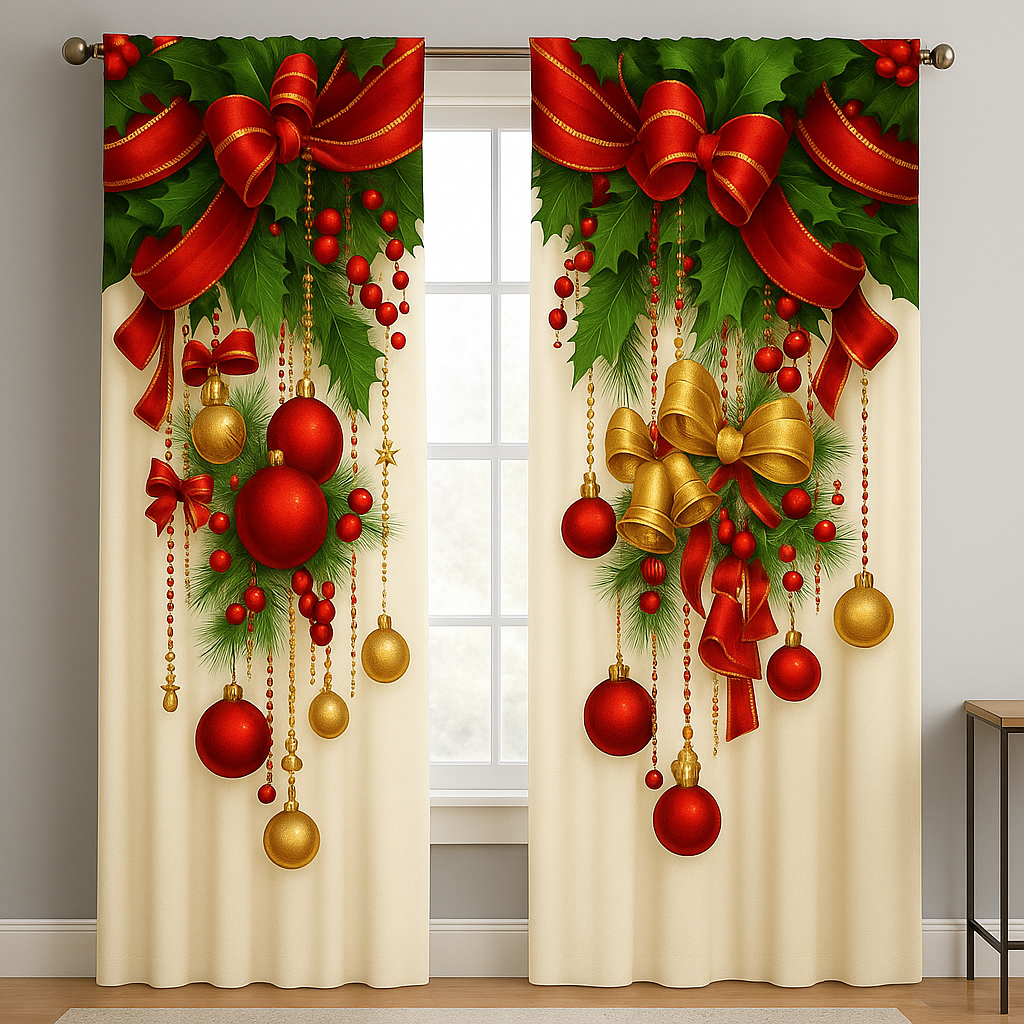 Cortina Navideña Decorativa 🎄6 Motivos únicos