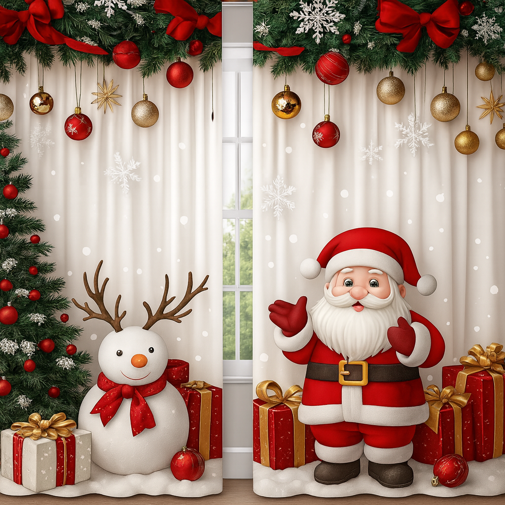 Cortina Navideña Decorativa 🎄6 Motivos únicos