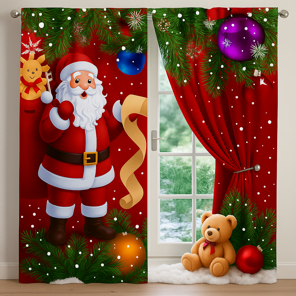 Cortina Navideña Decorativa 🎄6 Motivos únicos