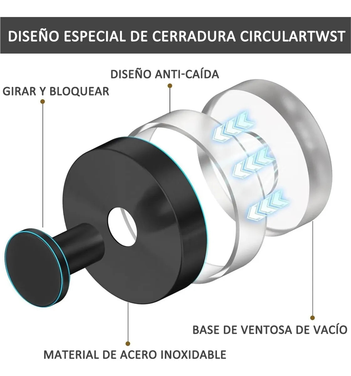 Ganchos de Ventosa Impermeables para Azulejo y Cristal