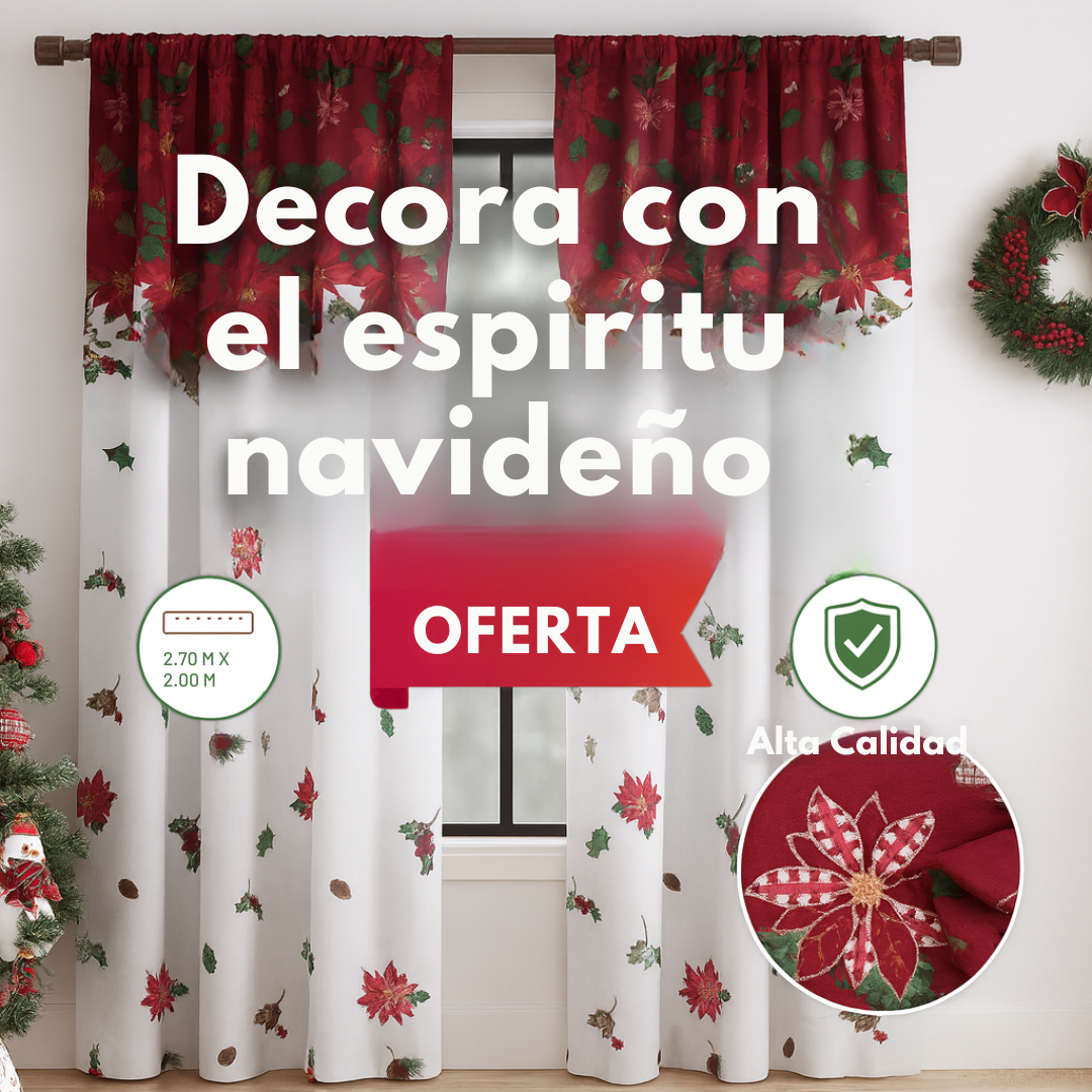 Cortina Navideña Decorativa 🎄6 Motivos únicos