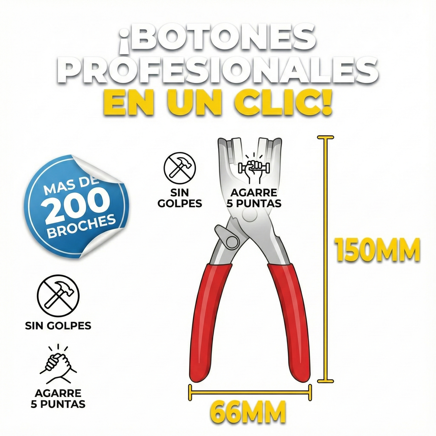 Kit de Broches a Presión Cierre Fácil + 200 broches GRATIS