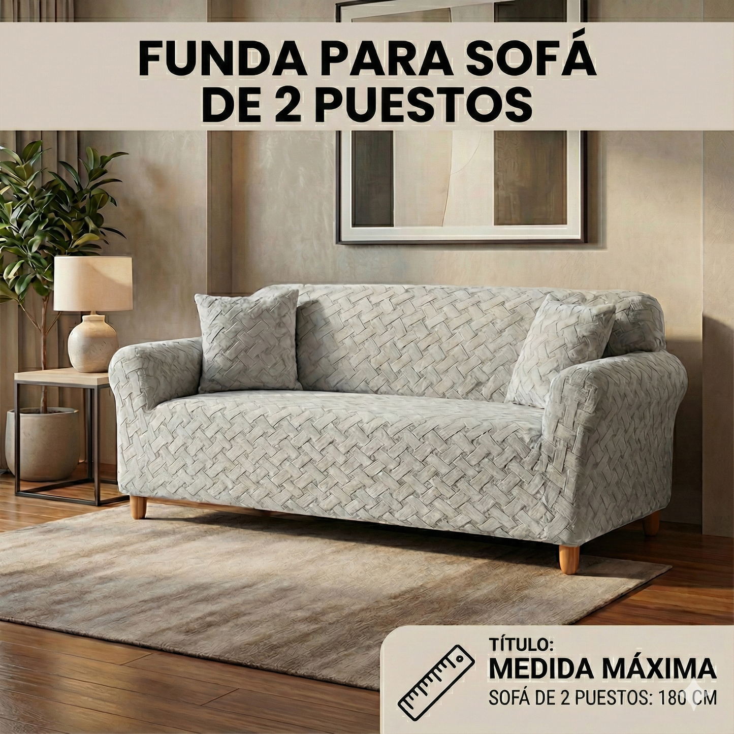 COMBO X2 Funda Elástica de Felpa para Sofá de 1 y 2 Puestos