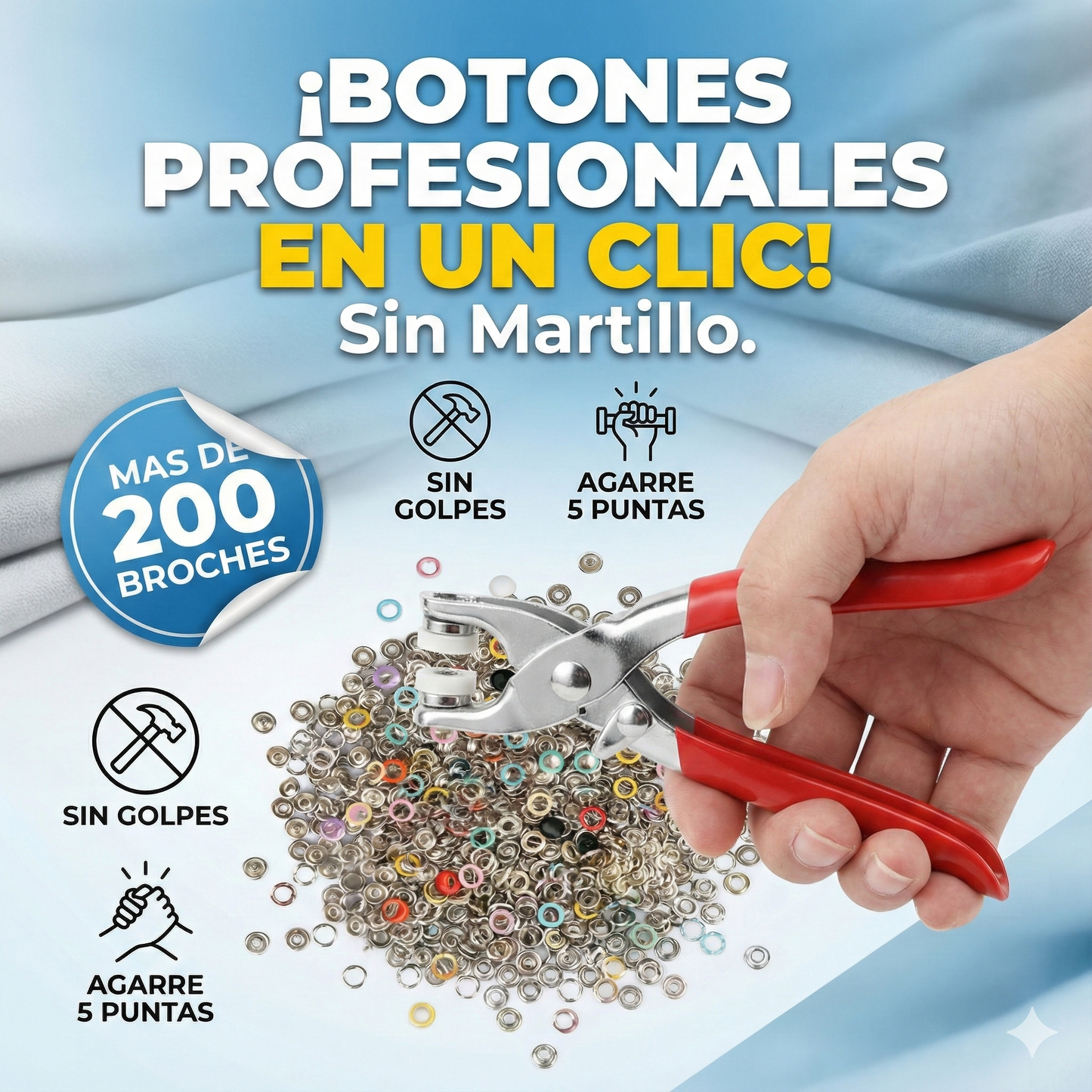Kit de Broches a Presión Cierre Fácil + 200 broches GRATIS