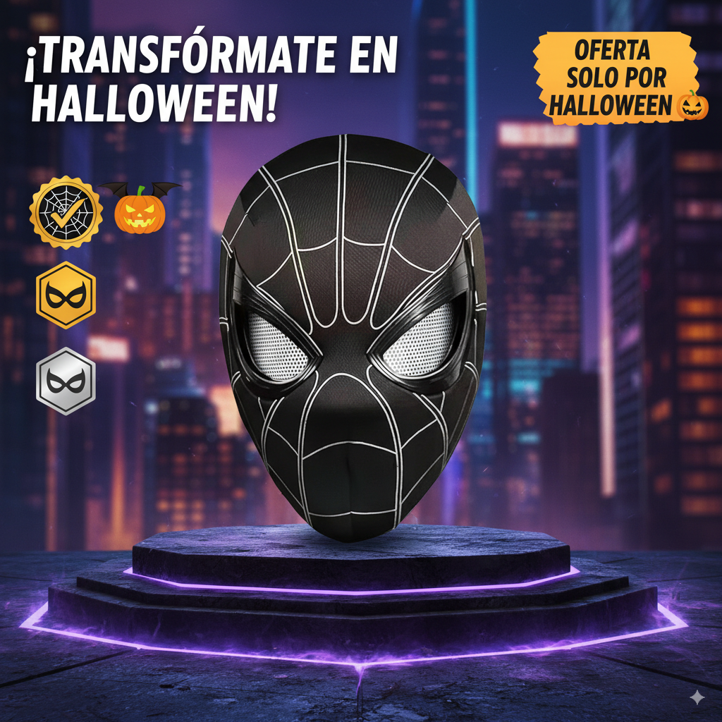 🎃 Máscara Spider-Man Realista con Ojos Móviles — Especial Halloween 🕷️🕸️