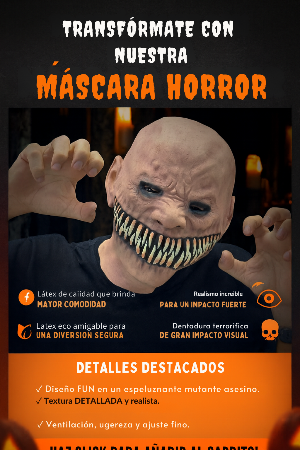 🎃 Máscara Zombi Halloween™ – Única, aterradora y disponible solo por tiempo limitado