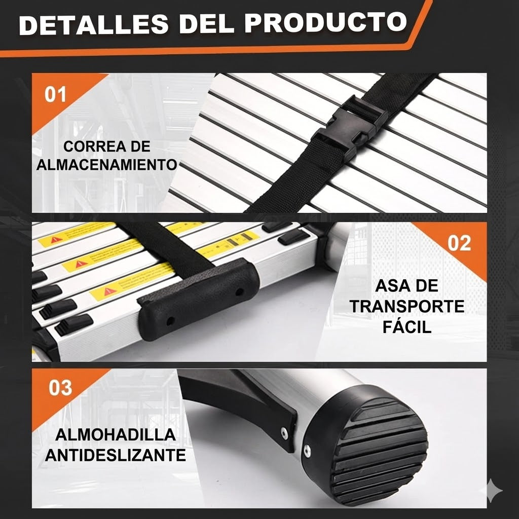 Escalera Pro-Telescópica Ultra Resistente 2 Metros